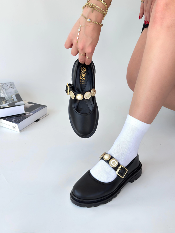 Okira Siyah Cilt Oxford Ayakkabı - Image 1