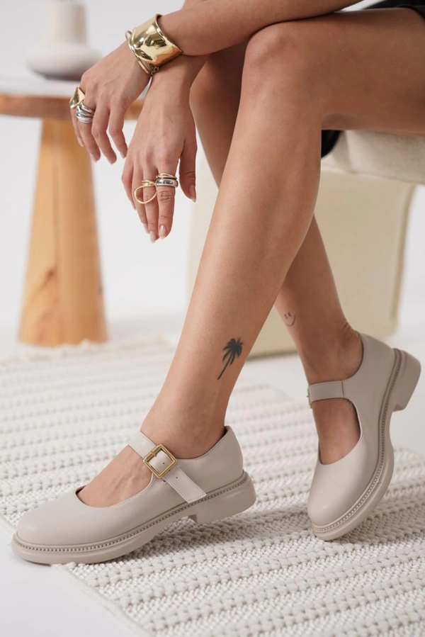 Yoko Bej Cilt Oxford Ayakkabı - Image 1