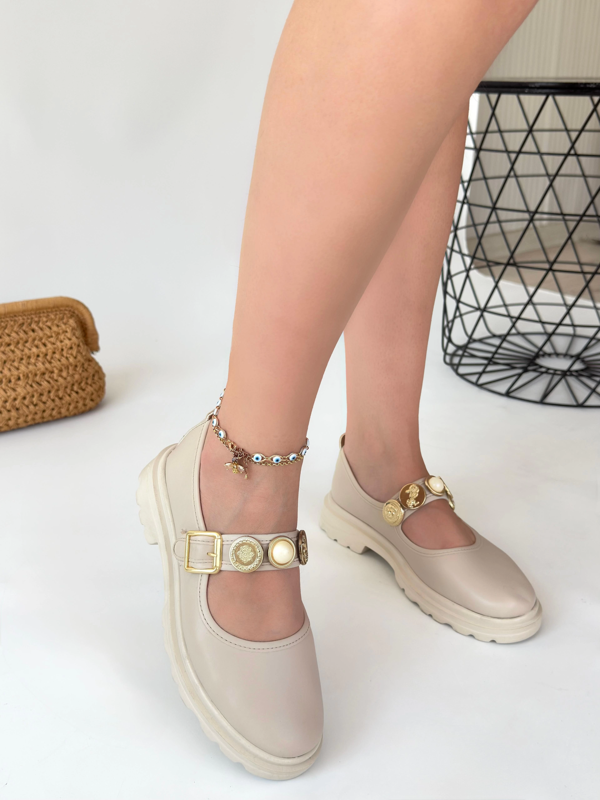 Okira Bej Cilt Oxford Ayakkabı - Image 1