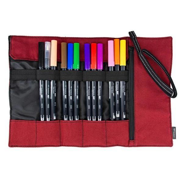 Supertrend Dual Brush Pen Fırça Uçlu Kalem Seti 12 RENK PRIMARY COLOURS (Rulo Kalemlik Hediyeli) - Image 1