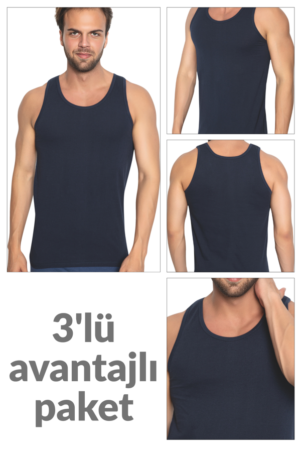 3 lü Erkek %100 Pamuklu Süprem Atlet 114 - Image 1