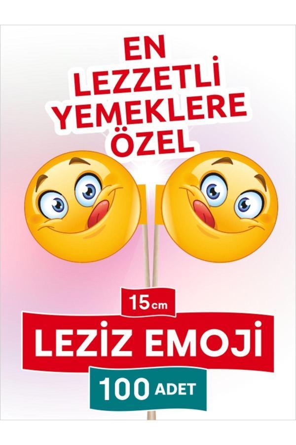 Bayrak Kürdan 15 Cm, 100 Adet - En Lezzetli Yemeklere Özel Emojili  - Image 1