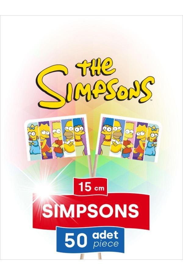 Bayrak Kürdan 15 Cm, 50 Adet - The Simpson'S Çizgi Film Kahramanları  - Image 1