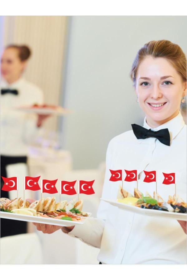 Bayrak Kürdan Türkiye Özel Bayrak, Resmi Davet, Organizasyon, Kanepe, Pasta, Tatlı Sunumları İçin  - Image 1