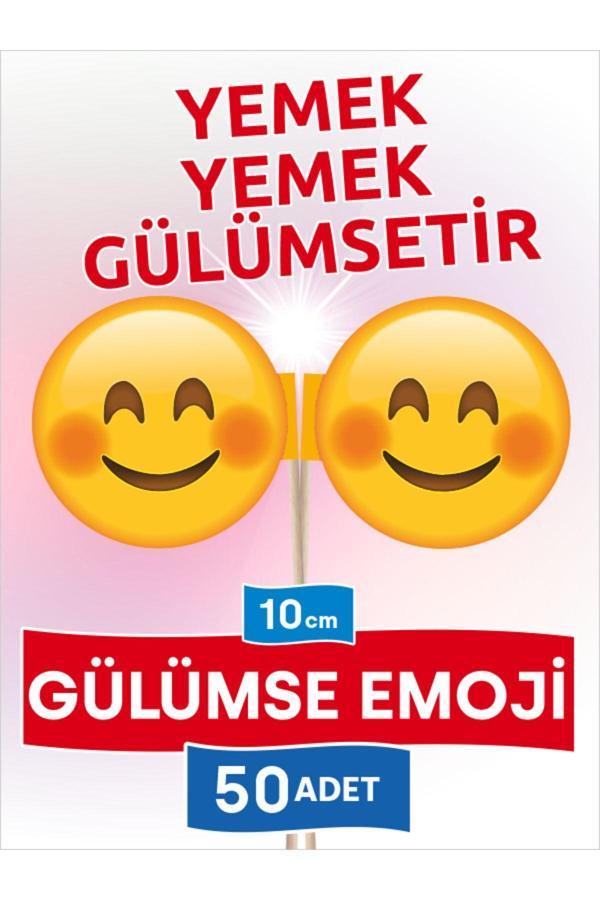 Bayrak Kürdan 10 Cm, 50 Adet - Yemek Yemek Gülümsetir, Gülümse Emojili Modelleri - Image 1