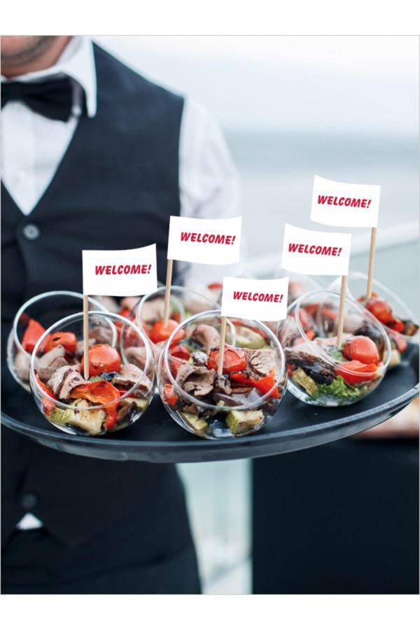 Bayrak Kürdan Welcome Yazılı . Açılış, Davet, Organizasyon Yemek Sunumları İçin 10Cm 30 Adet - Image 1