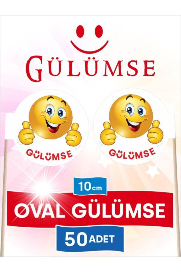 Bayrak Kürdan 10 Cm, 50 Adet - Gülümse Yazılı Ve Emoji Ürün Oval Model  - Image 1