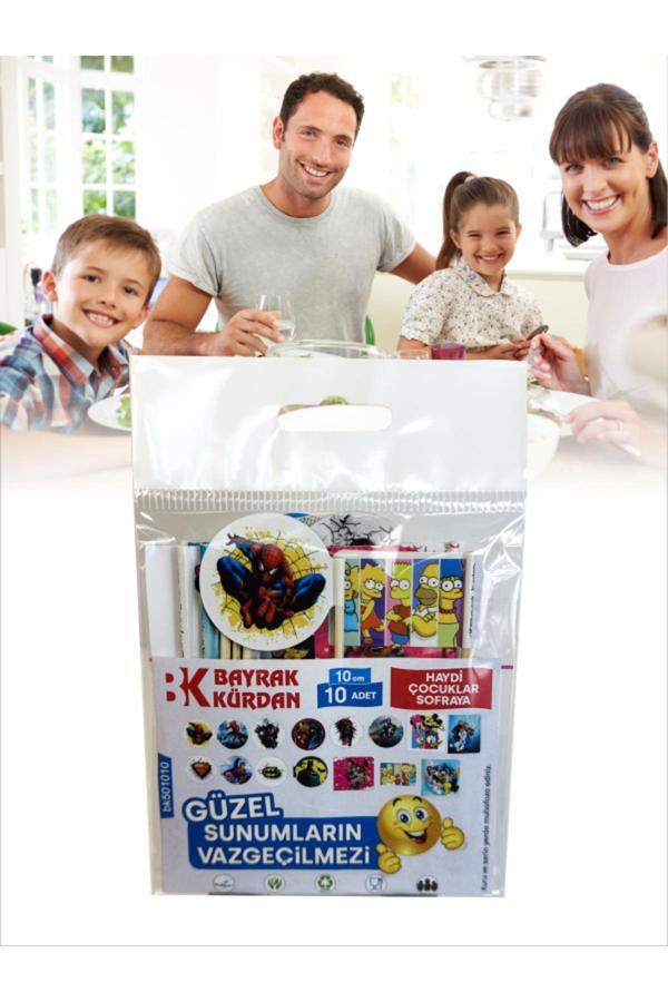 Bayrak Kürdan Haydi Çocuklar Sofraya, Kahvaltı Ve Yemek Seti 10 Farklı Model - 10 Cm - Image 1