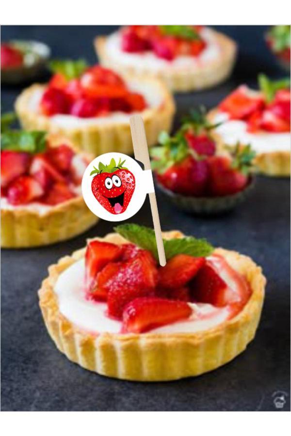 Bayrak Kürdan 🍓 Çilek Bayraklı Yassı Kürdan – Waffle, Meyve Ve Tatlı Sunumları Için Tatlı Bir Dokunuş - Image 1