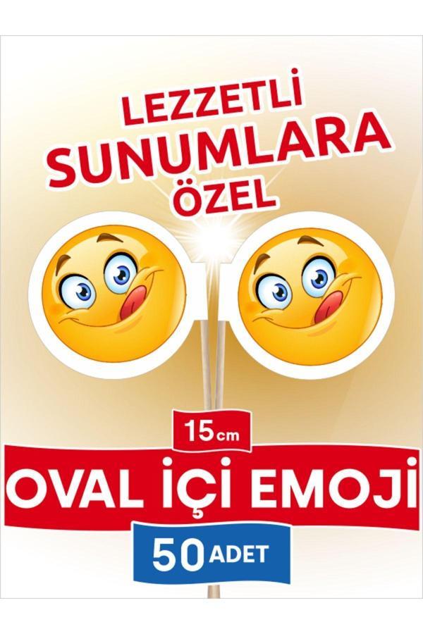 Bayrak Kürdan 15 Cm, 10 Adet - Lezzetli Sunumlara Özel Oval İçi Emoji  - Image 1
