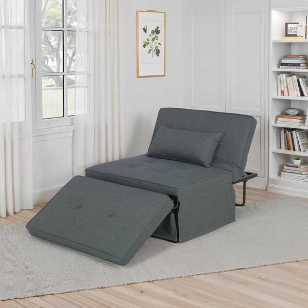 Cube Katlanır Yataklı Puf - Koyu Gri 96x189x42.5 / 96x168x92.5 cm - Image 1