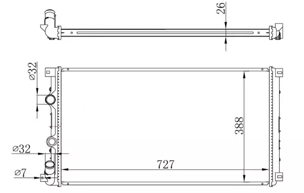 RADYATÖR MOVANO-MASTER 2 1999-2001 1.9-2.2-2.5-2.8 DT AC MEK 728X414.5X27 7701049664 - Image 1