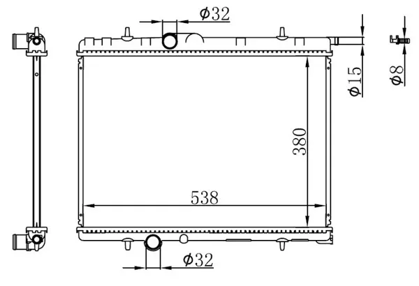 RADYATÖR BRAZİNG KALIN TİP PEUGEOT 206 1998 380105381022 MEK. 1330 38 1330 H5 1330 F8 1330 B3 - Image 1