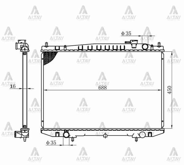 RADYATÖR SU PICKUP 1998-2002 D22 16MM M-T BRAZING 21410 2S710 - Image 1