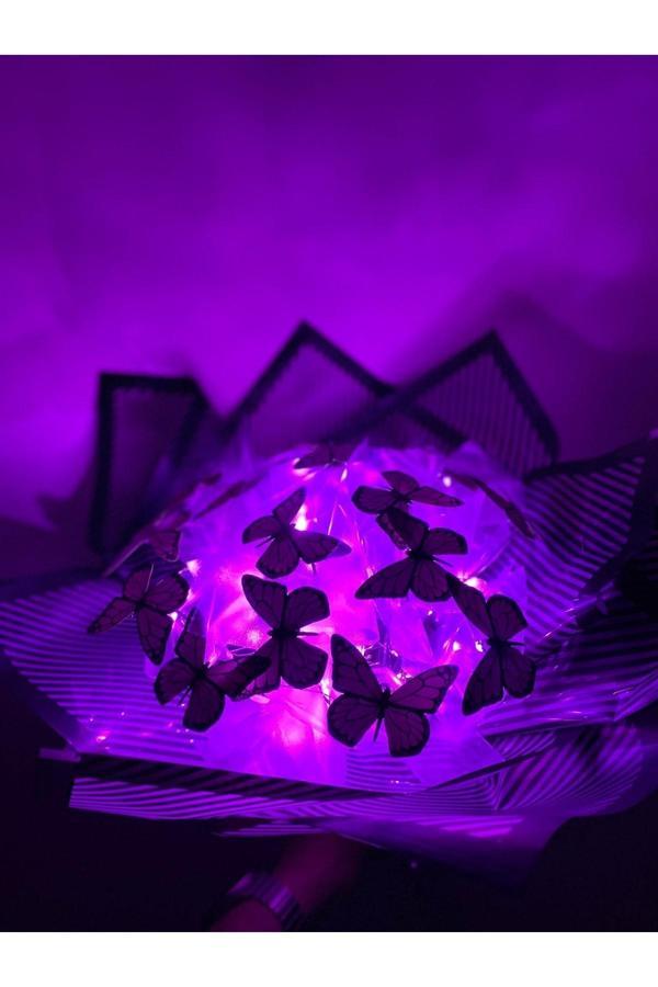 Ff Store Led Işıklı Kelebek Buketi Pembe ( Kücük Boy) - Image 1