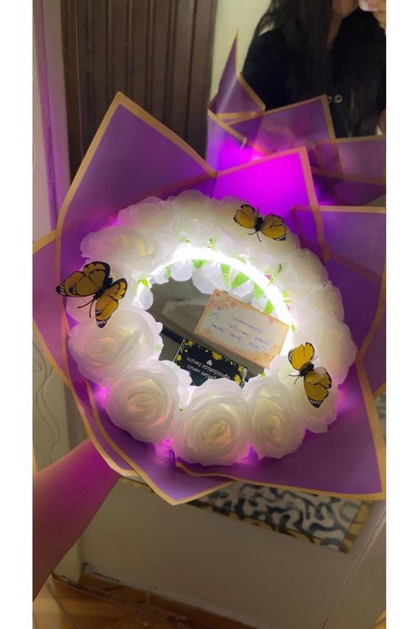 Kayzen Aynalı Beyaz Gül Buketi - Image 1