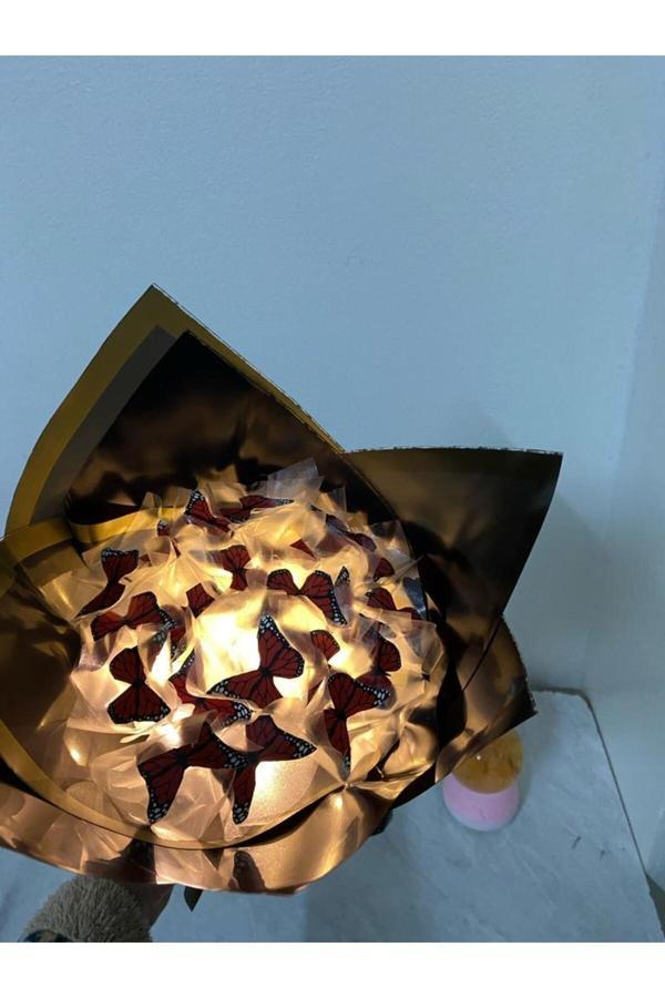 Redblue Işıklı Kırmızı Kelebek Buketi - Image 1