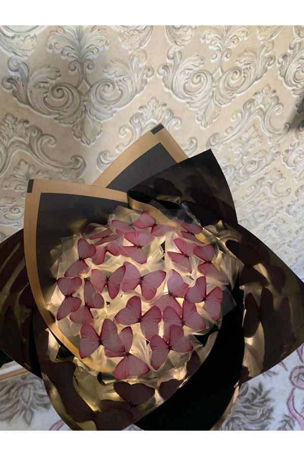 Redblue Ledli Pembe Kelebek Buketi - Image 1