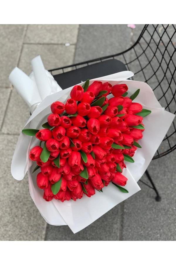 Dizayn Kırmızı Lale Buketi Aşkın Rengi Preminyum - Image 1