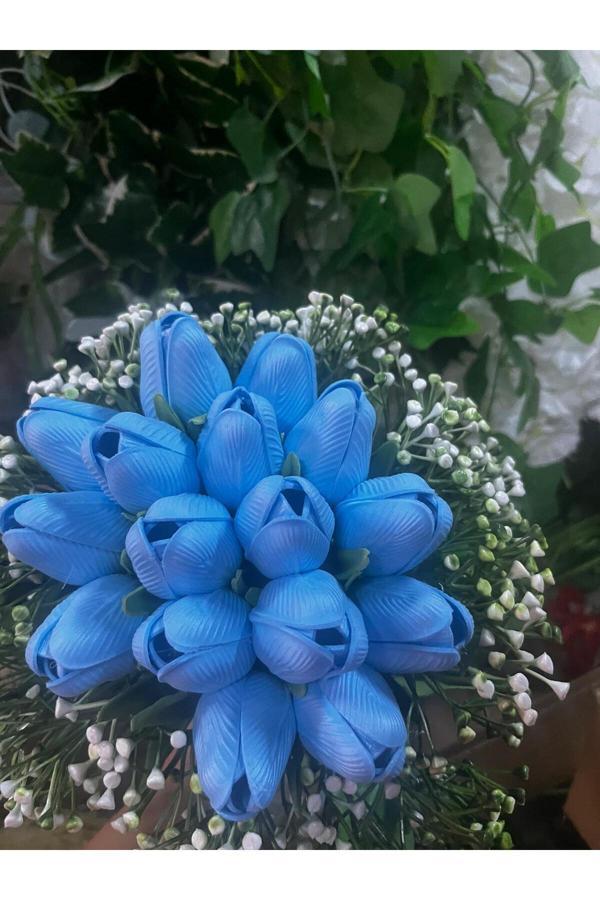 Kayzen Mavi Lale Gelin Buketi - Image 1