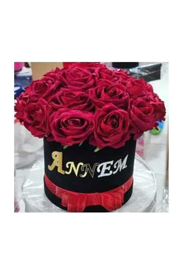 Flurose Anneler Günü Canım Annem Pleksi Baskılı 21 Lü Kutulu Yapay Gül Buketi - Image 1