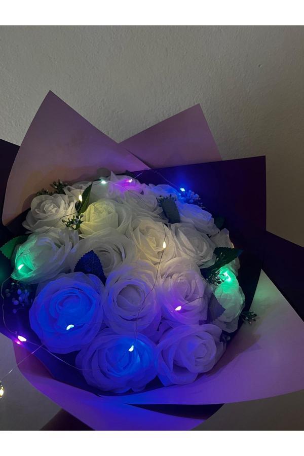 Kayzen Ledli Beyaz Gül Buketi - Image 1