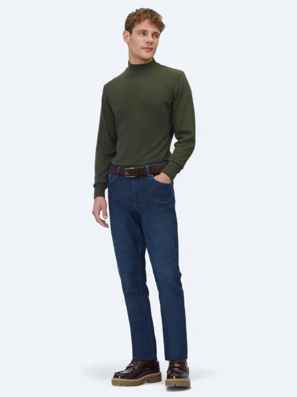 Lacivert Slim Fit Denim Pamuk Karışımlı Pantolon - Image 1