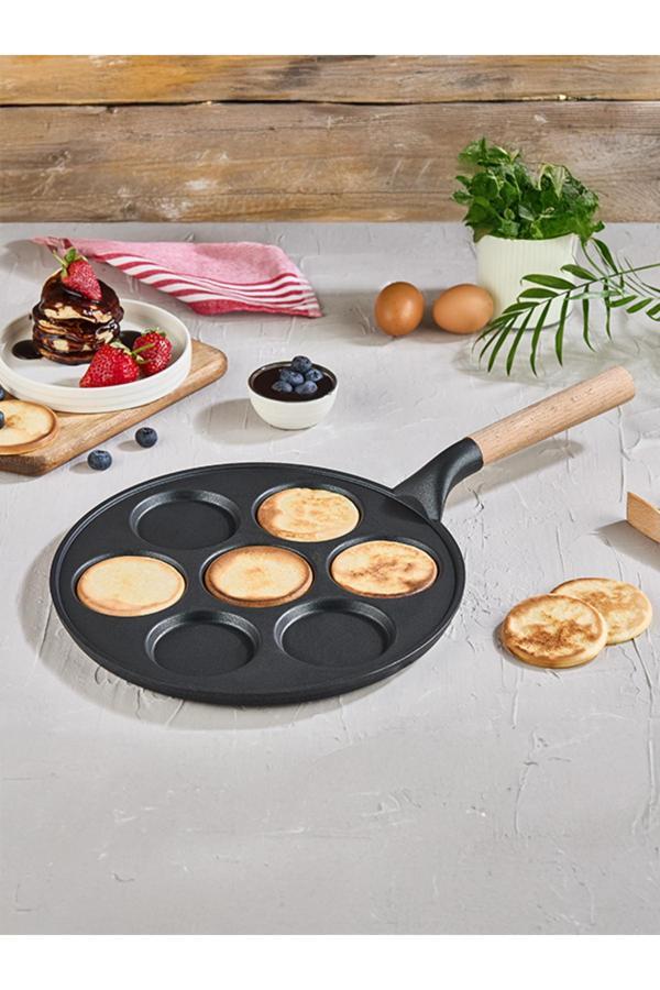 Falez Black Line 28 Cm 7 Göz Döküm Pankek Tava - Image 1