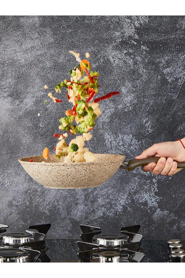 Falez Creamy 28 Cm Granit Wok Tava - Image 1