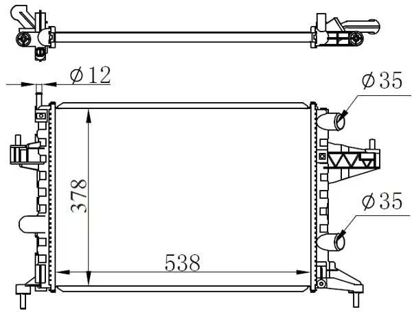 RADYATÖR CORSA C-COMBO-TIGRA 1.0-1.2-1.2 165-1.4-1.4 165 AC KLİMASIZ MEK 545X359X23 1300236-9201955-25555161-24445162 95513834 1300334 1300250 93173379 - Image 1