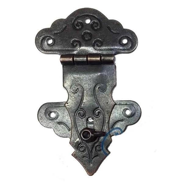 Kuyruklu Kilit, Sandık, Kutu Askısı - 36x60mm, Oksit, 1 Adet - Image 1