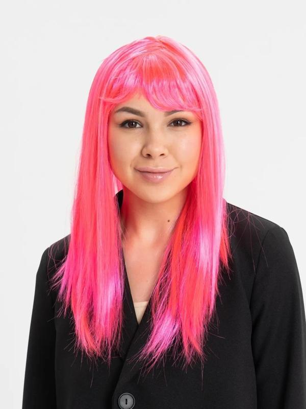 Şeker Pembesi Koyu Pembe Renk Uzun Düz Parti Peruğu - Image 1