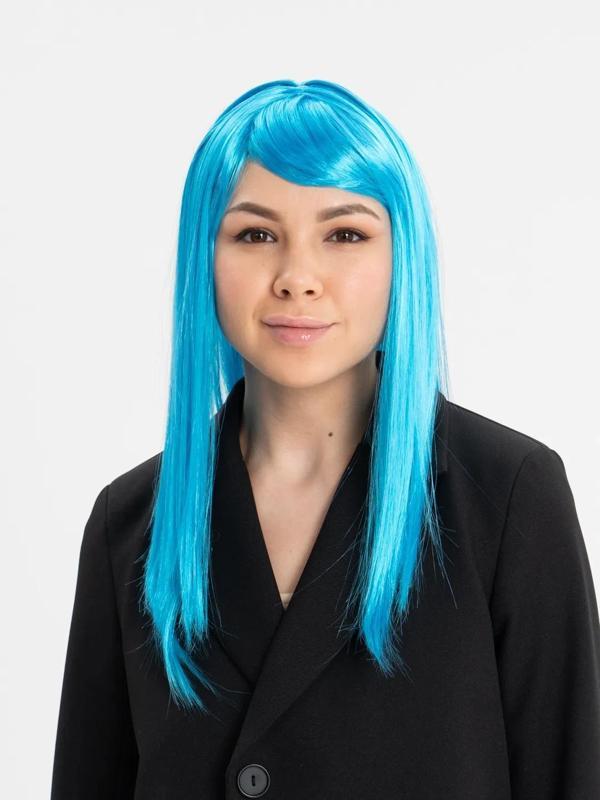 Açık Mavi Renk Uzun Düz Parti Peruğu - Image 1