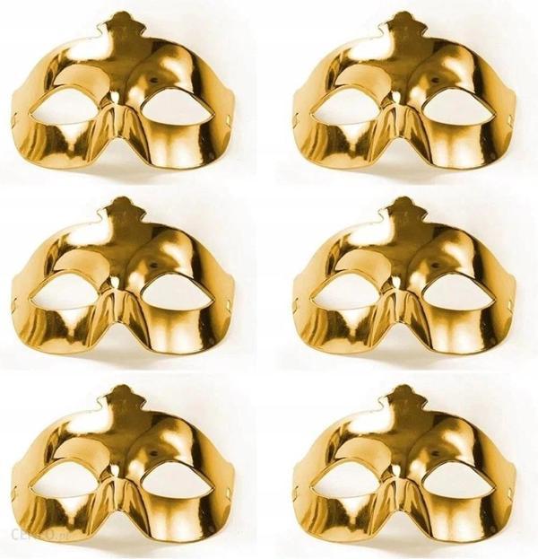 Altın Metalize Renk Düz Balo Parti Maskesi 6 Adet - Image 1