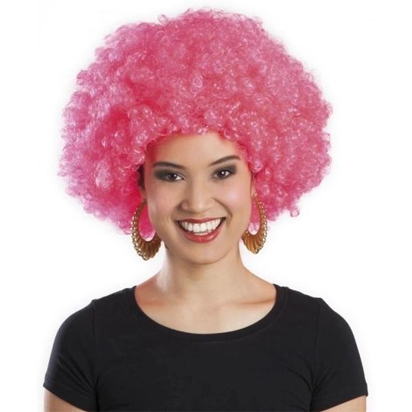 Pembe Renk Kıvırcık Afro Bonus Peruk - Image 1