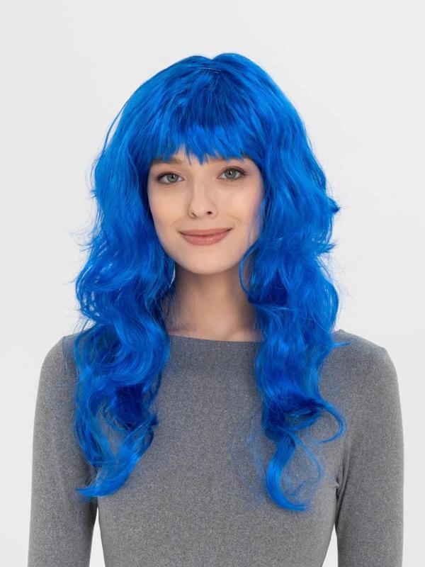 Mavi Renk Uzun Dalgalı Parti Peruğu - Image 1