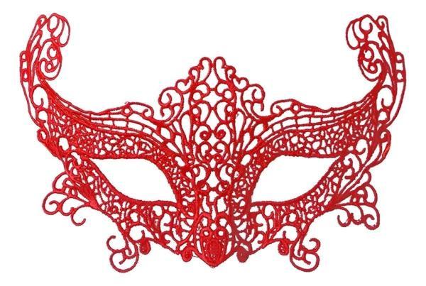 Kırmızı Renk Dantel Örgü İşlemeli Parti Maskesi Model 3 - Image 1
