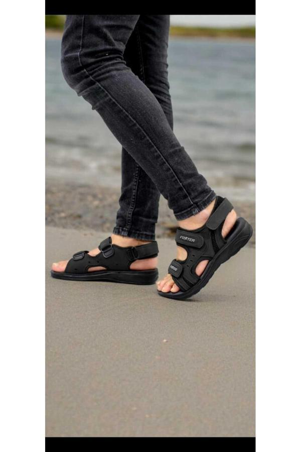Foxter Siyah Sport Anatomik Dikişli Erkek Sandalet - Image 1
