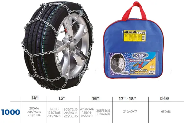 KAR ZİNCİRİ 4X4 JEEP - MİNİBÜS VE HAFİF TİC.ARAÇ ZİNCİR EBATLARI İÇİN RESİME BAKINIZ - Image 1