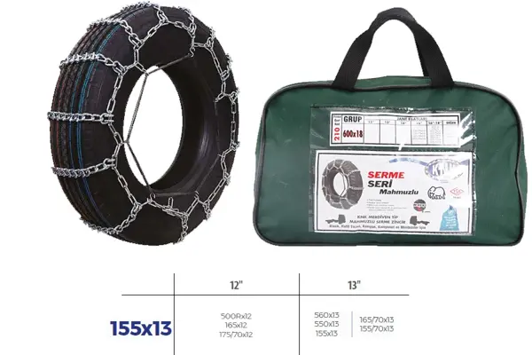 KAR ZİNCİRİ BİNEK VE HAFİF TİC.ARAÇ SERME 12-13 JANT 560X13 ZİNCİR EBATLARI İÇİN RESİME BAKINIZ - Image 1