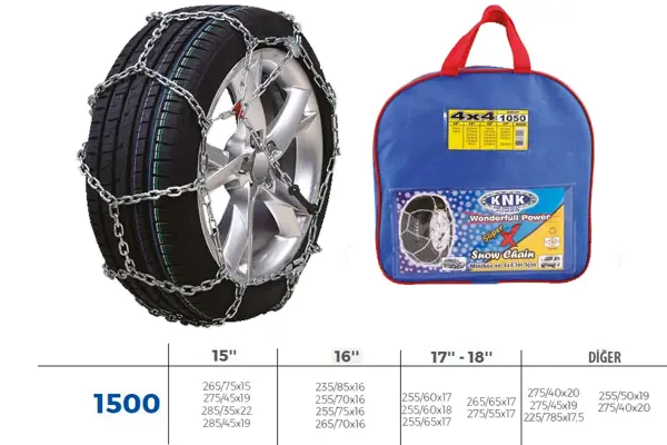 KAR ZİNCİRİ 4X4 JEEP - MİNİBÜS VE HAFİF TİC.ARAÇ ZİNCİR EBATLARI İÇİN RESİME BAKINIZ - Image 1