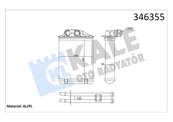 KALORIFER RADYATORU FIAT 500C FIAT 500 FIAT 500L PANDA FORD KA 1.2 1.3 1.4 77362540 - Image 1