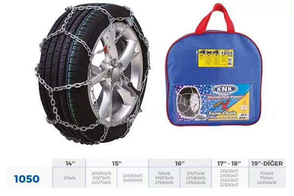 KAR ZİNCİRİ 4X4 JEEP - MİNİBÜS VE HAFİF TİC.ARAÇ ZİNCİR EBATLARI İÇİN RESİME BAKINIZ - Image 1