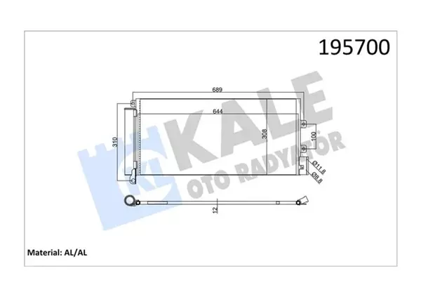 KLİMA KONDENSERİ LINEA 1.3 JTD 628X305X12 1 SIRA ALB SİSTEM 51785227 1785227 - Image 1