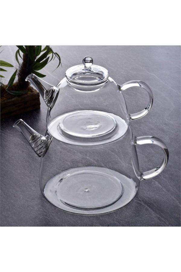 Sihirli Ayaklar Cam Çaydanlık Seti Demlik 1500 Ml - Image 1