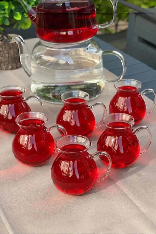 Soulfly 6'Lı Keyfi Ala Borosilikat Cam Kulplu Çay Bardağı 200Ml Bardak - Image 1