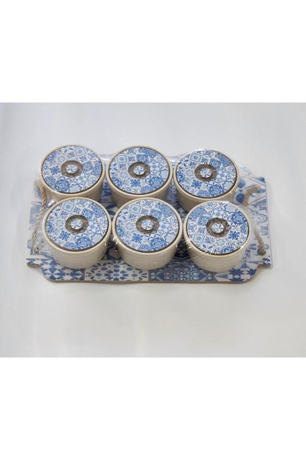 Hauspec Dijital Çini Mavi Desen 6 Lı Kahvaltılık - Image 1