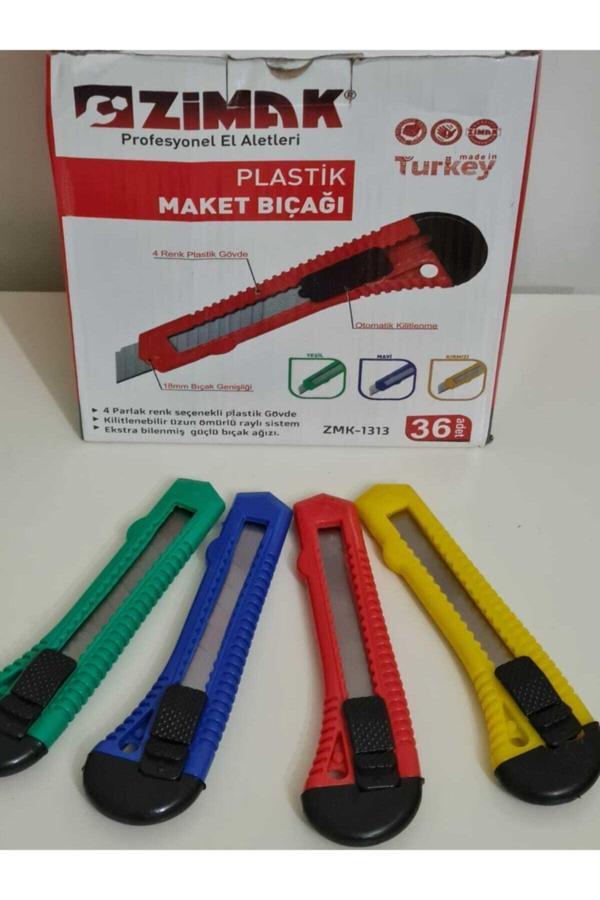 Zimak 10 Adet Maket Bıçağı 4 Renk Plastik Gövde Otomatik Kilitlenme - Image 1