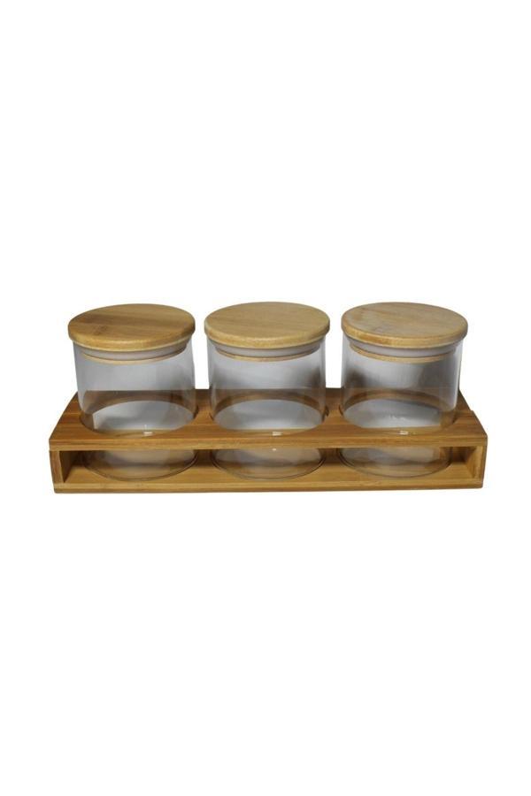 Kalbinden Porgold Bambu Baharatlık 500 Ml. 3'Lü Bambu Stand - Image 1