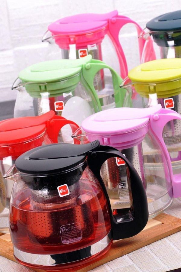 Mutfak Zamanı Cam 1250 Ml Süzgeçli Cam Demlik Asorti Beyaz - Image 1